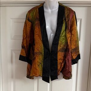 Simply Silk Multicolor Women's silk Jacket with Black Trim
